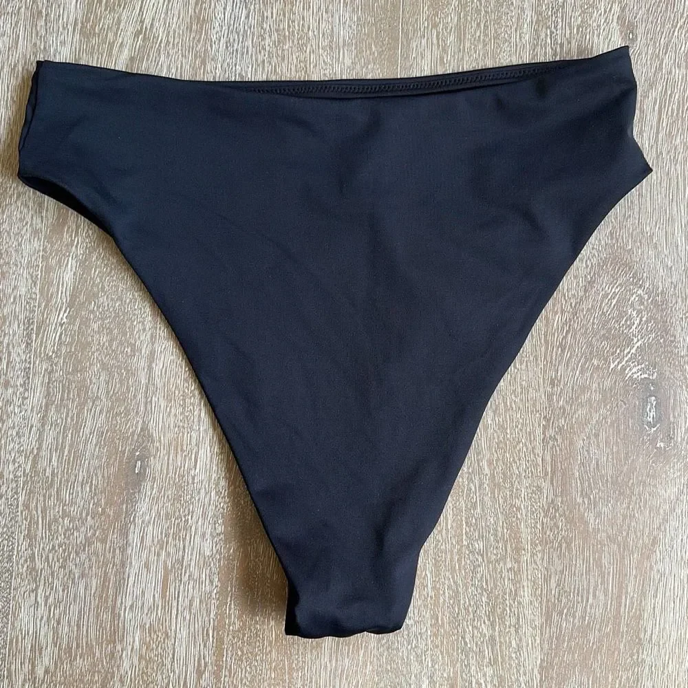 SKIMS Signature Swim Tank Bikini Top & Mid Waist Bottom Onyx Size M